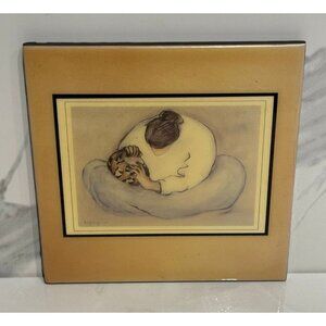 R.C. Gorman Native American Art Tile Woman 1976 Crystal Decor 8x8 Wall Plaque
